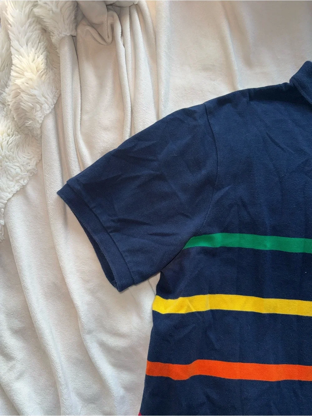 Ralph Lauren Navy Polo Shirt with Multicolor Stripes
